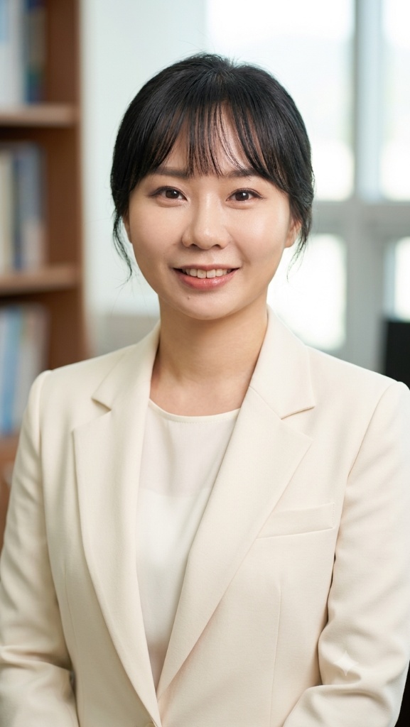 Minna, Korean nurse translator and medical concierge, smiling warmly in a professional portrait